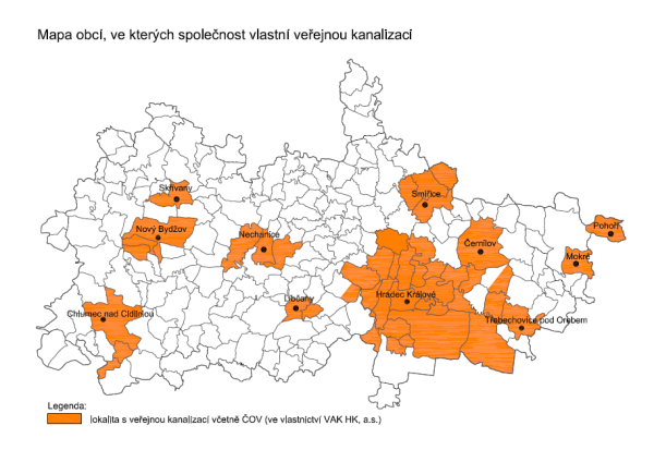 Mapa obcí - kanalizace